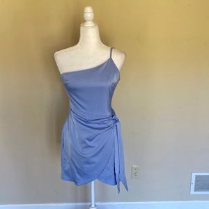 LuLus Light Blue One-Shoulder Short Dress